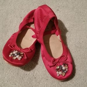 Girls red jewelled ballet flats